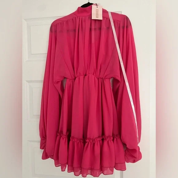 Missguided Dresses Missguided Pink High Neck Balloon Sleeve